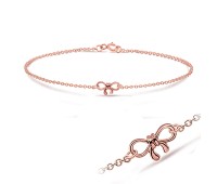 Bow Rose Gold Plated Silver Anklet ANK-107-RO-GP